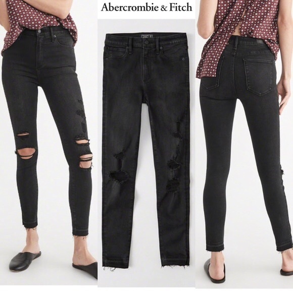 Abercrombie & Fitch Denim - A&F Simone High Rise Ankle Distressed Raw Hem Jean